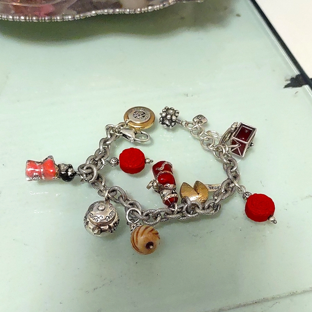 Brighton Fortune Cookie Good Luck Happiness Charms Bracelet